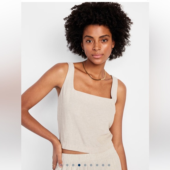 NWT! Sleeveless Linen-Blend Crop Top - Picture 5 of 7